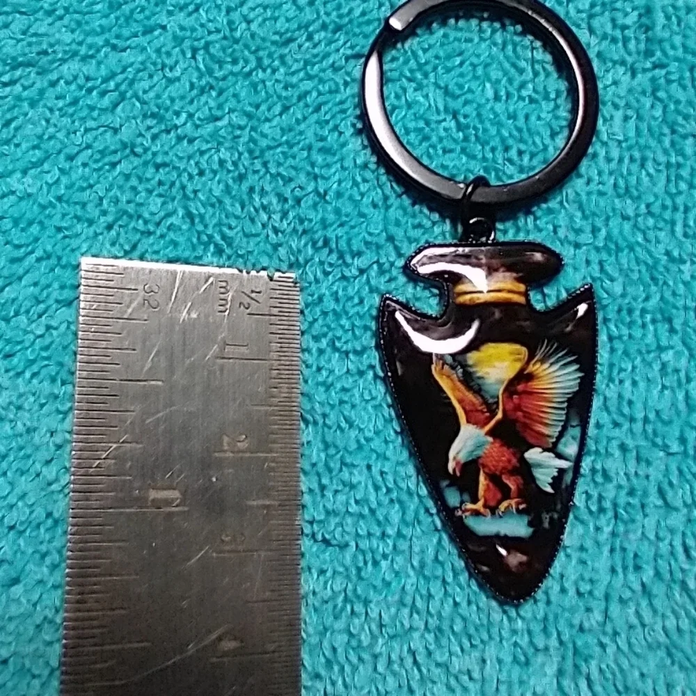 Black keychain eagle jewelry blue orange yellow